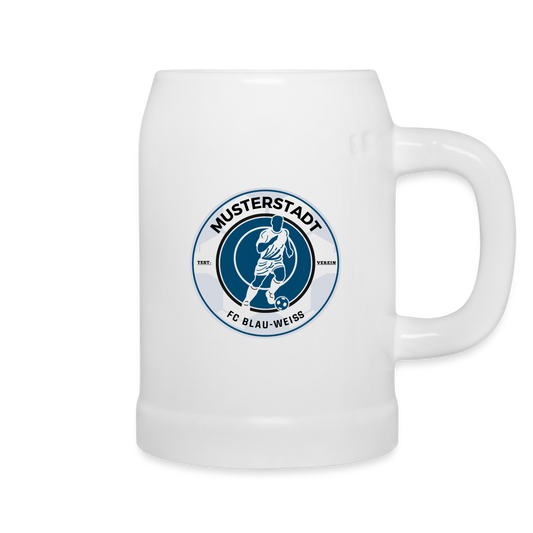 Bierkrug mit Logo - weiß